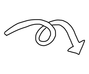 Ein Pfeil, der sich einmal dreht und dann nach unten rechts zeigt. Gut als Icon geeignet