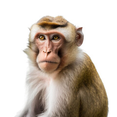 Close-up Upper Body Portrait of a Sitting Barbary Macaque Monkey. Generative AI