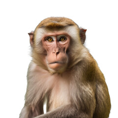 Close-up Barbary Macaque Monkey Front View, Ape Head Portrait. Generative AI