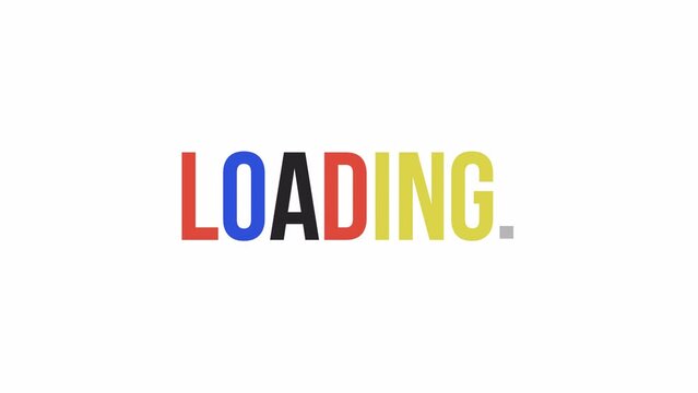 Colorful letters loader animation. Simplified reloader. Text message 4K video footage on white background. Colour loading progress indicator with alpha channel transparency for UI, UX web design
