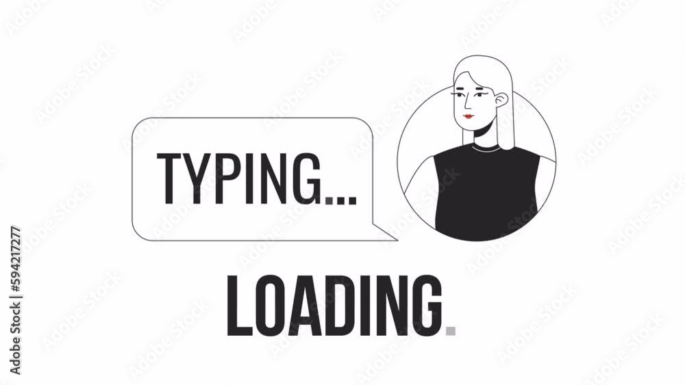 Fototapete texting app bw loader animation. avatar with typing indicator. flash message 4k video footage. isola