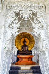 Interior of modern Buddhist temple, Wat Rong Khun, Chiang Rai, Northern Thailand, Thailand