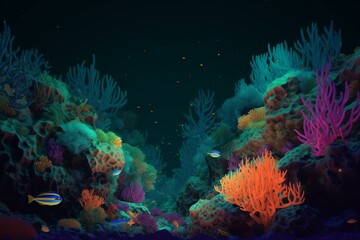 Naklejka na ściany i meble underwater scene with coral reef Generative AI