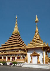 Fototapeta na wymiar Nine-storey Stupa Phra Mahathat Kaen Kakhon, Wat Nong Waeng Temple, Khon Kaen, Isan, Thailand, Asia