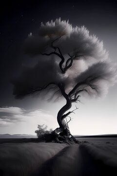 A dying tree. a tree dying due to stess and lack of water due to climatic changes. drought. Generative AI