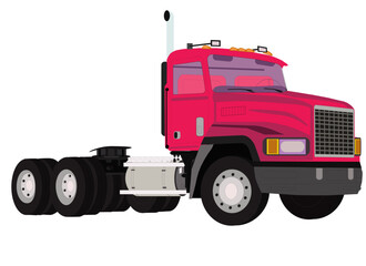Red truck without the tractor in a single design