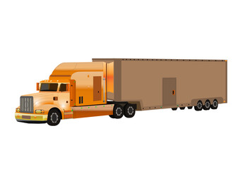 The first exclusive refrigeration truck design in orange and hazelnut vector