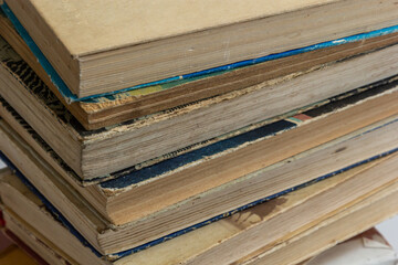 Stack of books on white background. Conceptual background of learning, education, science or x literature