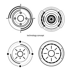 technology concept. HUD Circle User interface on blue background. circle elements for data infographics. set of sci fi modern user interface elements.
