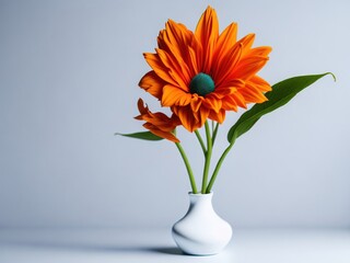 orange color flowers in vase. generative ai 