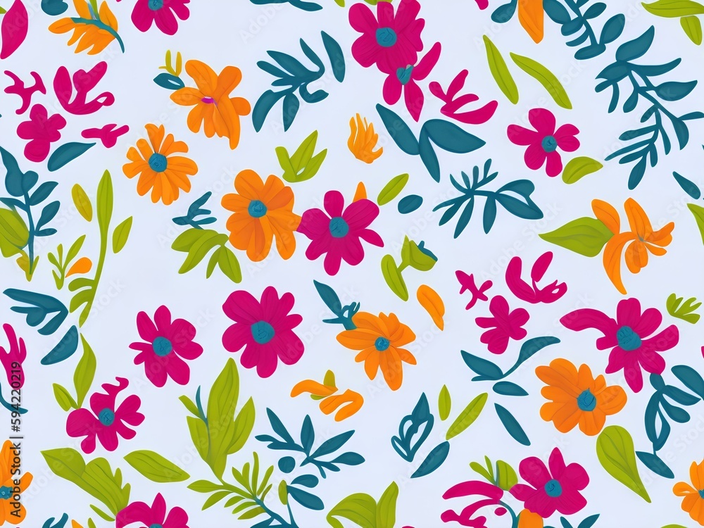 Poster seamless pattern with flowers generated ai