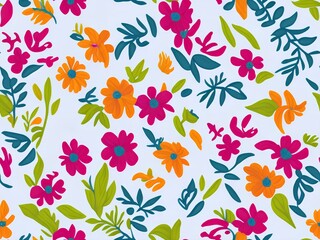 seamless pattern with flowers generated Ai