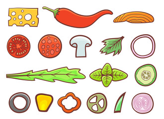 Pizza ingredients vector design illustration