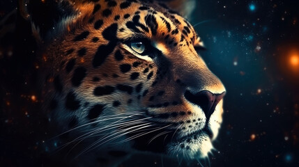 Tiger in cosmic space. gnerative ai.