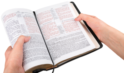 Closeup on Hands Holding an Open Bible