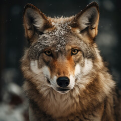 Naklejka na ściany i meble Wolf in winter landscape. generative ai.