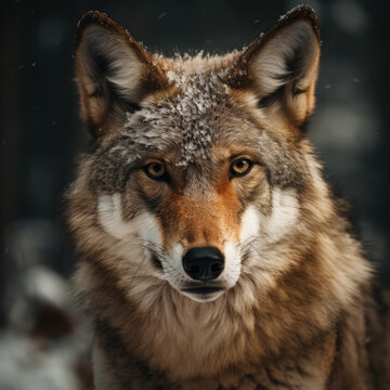 Wolf in winter landscape. generative ai.