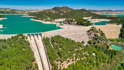 Aerial view of dams along Caminito del Rey - Andalusia, Spain