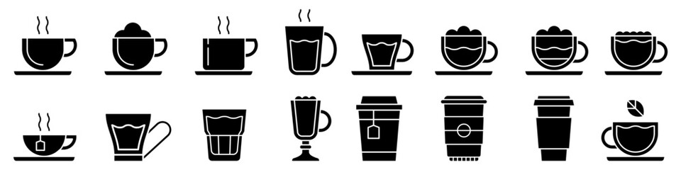 Coffee cup icon vector set. tea cup illustration sign collection. Hot drink symbol or logo.