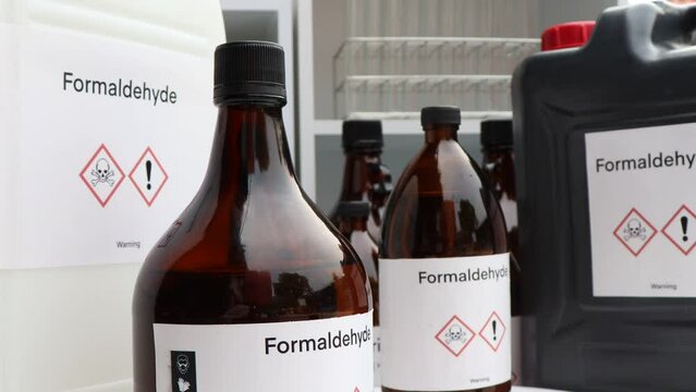 Formaldehyde, Hazardous chemicals and symbols on containers, chemical in industry or laboratory 