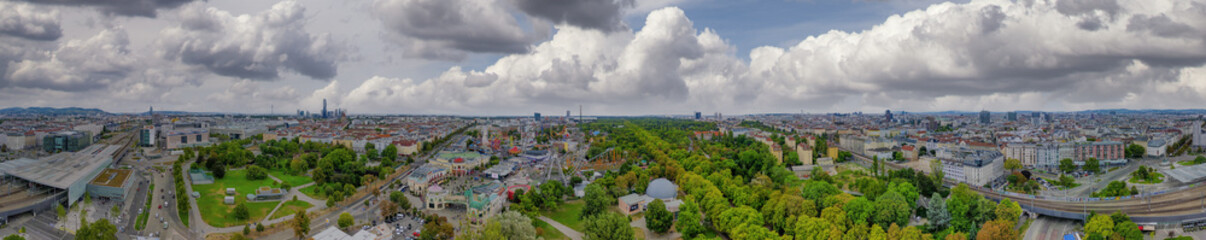 Obraz premium Vienna, Austria. Panoramic aerial view of Prater area and city skyline