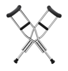 Crutches isolated on transparent background. 3D illustration