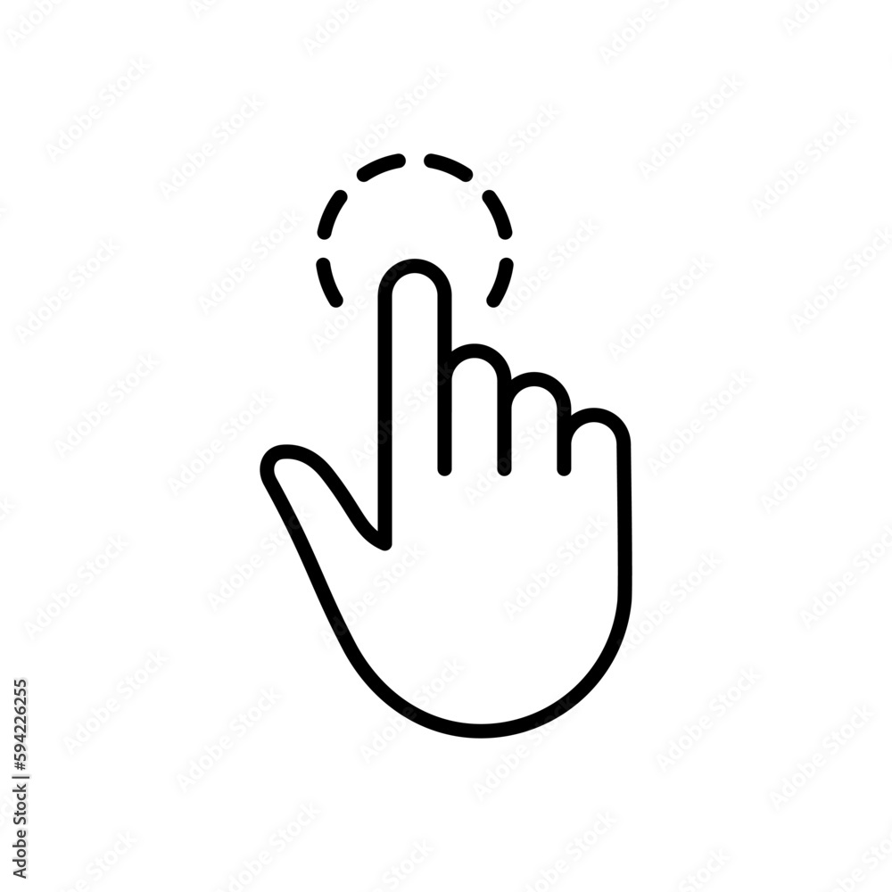 Poster touch gesture of computer mouse. pointer finger black line icon. cursor hand linear pictogram. click