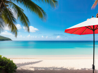 summer tropical beach with umbrella