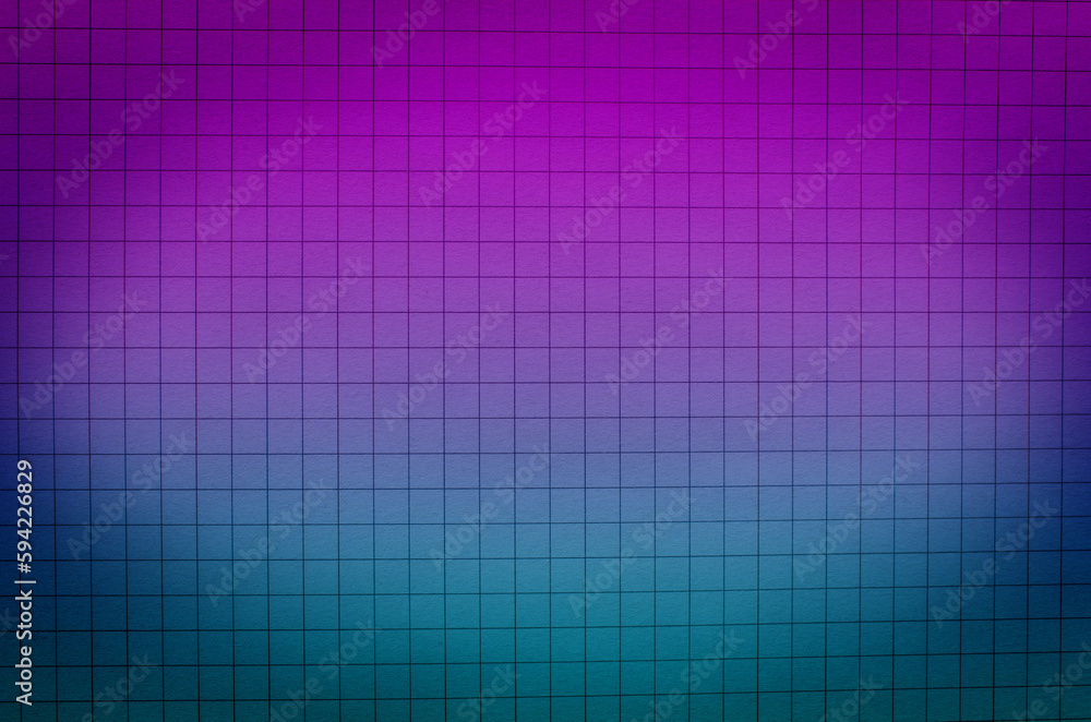 Poster neon color graph paper texture background. blank notebook page.