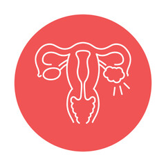 Polycystic ovary syndrome line color icon. Female reproductive system disease