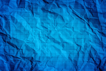 Wrinkled blue graph paper texture background