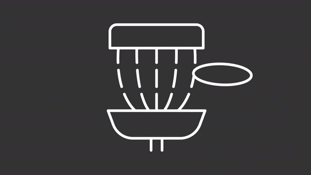 Disk golf white line animation. Throwing disk to target. Outdoor activity. Playing game. Sport gear. Loop HD video with chroma key, alpha channel on transparent background, black solid background