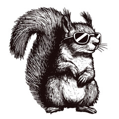  squirrel wearing sunglasses illustration - obrazy, fototapety, plakaty
