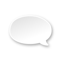 White 3D paper speech bubble. Simple minimal thought balloon infographic design element