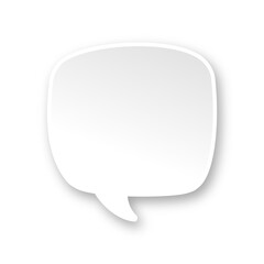 White 3D paper speech bubble. Simple minimal thought balloon infographic design element