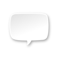 Fototapeta premium White 3D paper speech bubble. Simple minimal thought balloon infographic design element