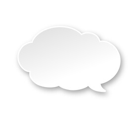 White 3D paper speech bubble cloud. Simple minimal thought balloon infographic design element