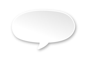 White 3D paper speech bubble. Simple minimal thought balloon infographic design element