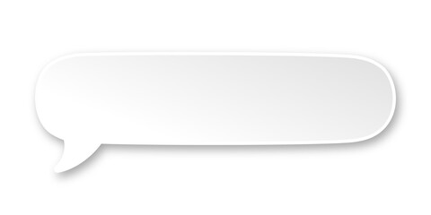 White 3D paper speech bubble. Simple minimal thought balloon infographic design element
