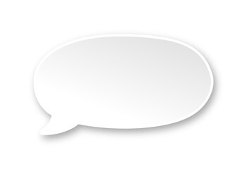White 3D paper speech bubble. Simple minimal thought balloon infographic design element