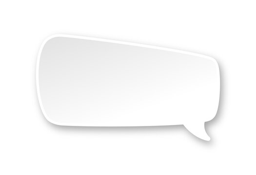 White 3D paper speech bubble. Simple minimal thought balloon infographic design element