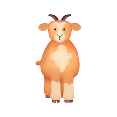 Obraz na płótnie Canvas Brown goat smiling 3d vector illustration. Adorable domestic or wild animal standing in cartoon style isolated on white background. Animal, nature, farm concept