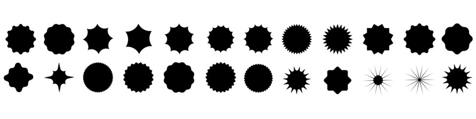 Sunburst icon vector set. Retro stars illustration sign collection. Price tag symbol. Star logo.