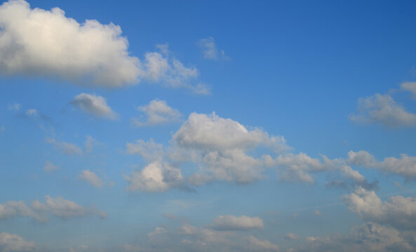 white fluffy clouds in the blue sky © Raksha