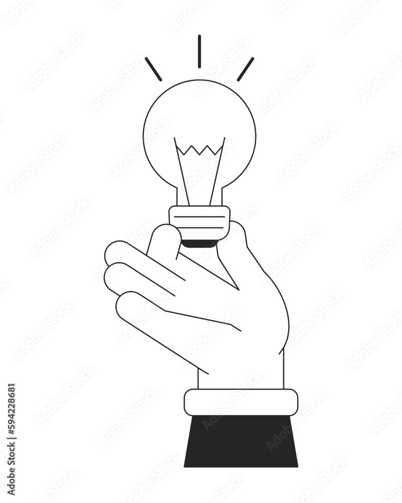 Aufkleber spark new business startup idea bw concept vector spot illustration. entrepreneur 2d cartoon flat li