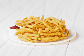 French fries with sauce. 3d render