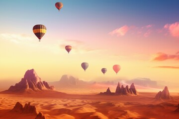 Desert air balloon. Generate Ai