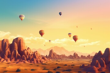 Fototapeta na wymiar Desert balloon sunrise. Generate Ai