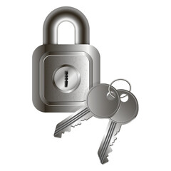 Metal closed padlock with keys