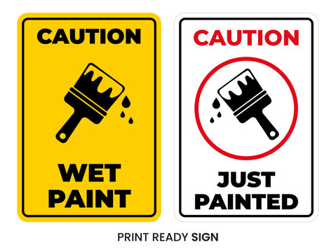 Wet paint, just painted print ready sign vector